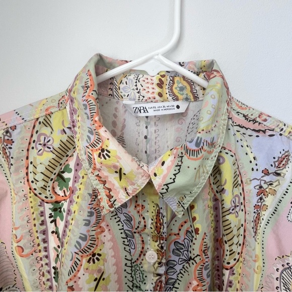 Zara Paisley Printed Midi Belted Shirt Dress Size XL - Picture 10 of 15